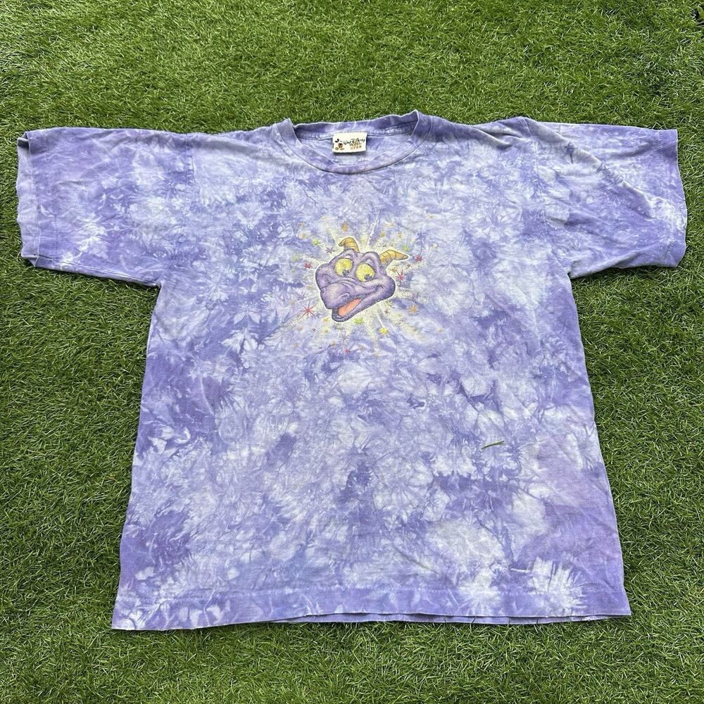 Vtg 90s Figment The Dragon Disney‎ World Single Stitch Shirt Size Small Tie Dye